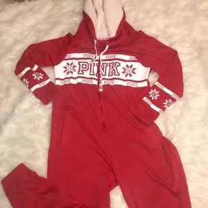 A red onsies from pink